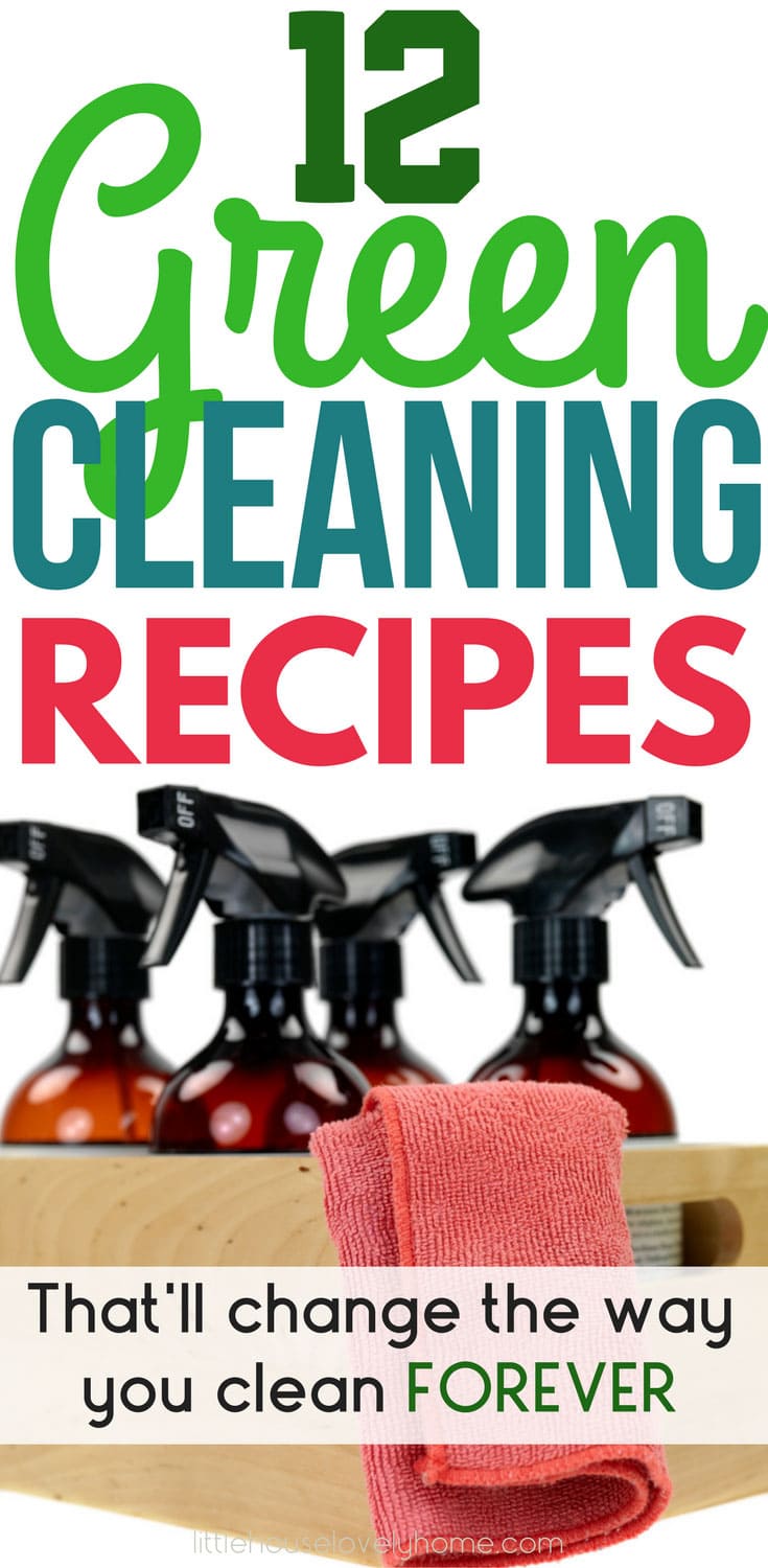 Green Cleaning Recipes - if you're looking to reduce the chemicals in your home but still have a great cleaning experience, you'll definitely want to check this post out. These green cleaners can be made at home, using low-cost ingredients and best of all, they won't harm your family.