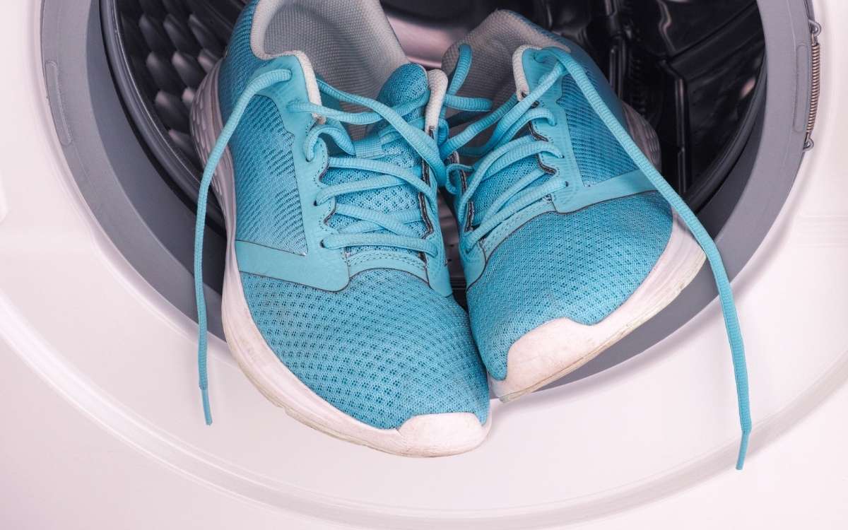 Photo of a pair of shoes placed in the dryer